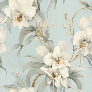 White orchids on a light blue background wallpaper