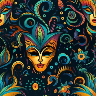 Colorful carnival mask and flower pattern
