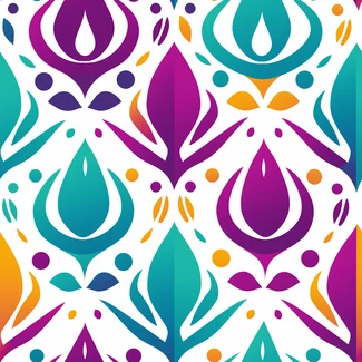 Colorful floral patterns with layered stencil work and spiritual motifs on a white background