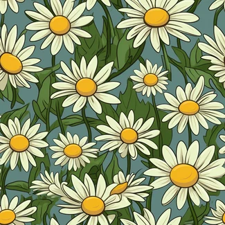 A seamless pattern of white daisies on a soft blue background