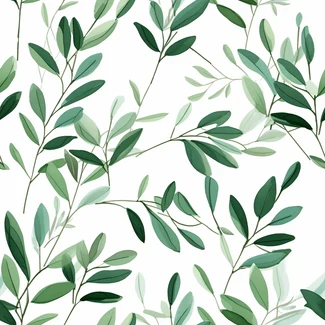Eucalyptus Leaf Green Branches seamless pattern on a white background