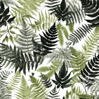 Vintage fern leaves botanical pattern on white background
