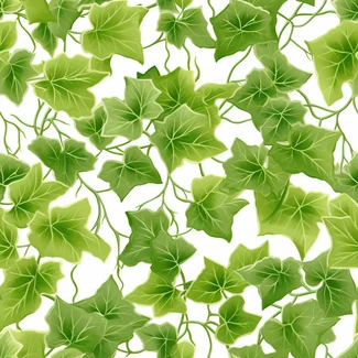 A seamless pattern featuring green ivy leaves on a white background.