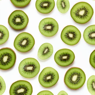 A green kiwi pattern on a white background