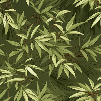 A seamless pattern of lush green bamboo leaves.