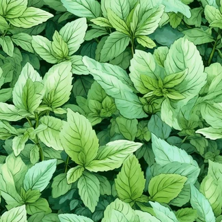A seamless pattern of green leaves on a smokey background