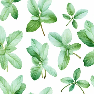 Watercolor mint leaves seamless pattern on white background