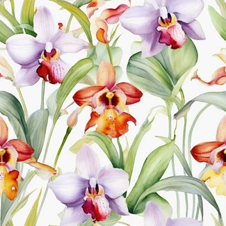 Orchids in watercolor on a white background.