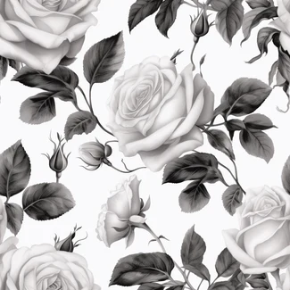 Monochrome Roses Seamless Pattern