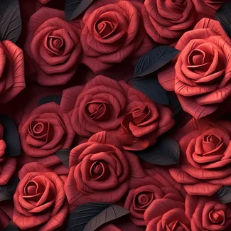 A highly detailed 3D rose pattern in shades of pink and red on a brown paper background.