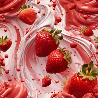 A delightful pattern featuring strawberries in various styles and compositions on a white background.