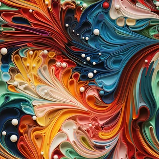 A colorful abstract pattern with swirling shapes and intricate details.