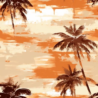 Tropical sunset with palm trees pattern